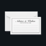 Elegant Black and White Wedding Advice and Wishes Card<br><div class="desc">Beautiful Elegant Black and White Wedding Advice and Wishes Card
featuring your information in black elegant font style with black rectangle border.

Click on the customize it button to personalize the design.</div>