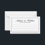 Elegant Black and White Wedding Advice and Wishes Card<br><div class="desc">Beautiful Elegant Black and White Wedding Advice and Wishes Card
featuring your information in black elegant font style with black rectangle border.

Click on the customize it button to personalize the design.</div>