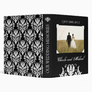 Elegant Black and White Wedding Album Binder