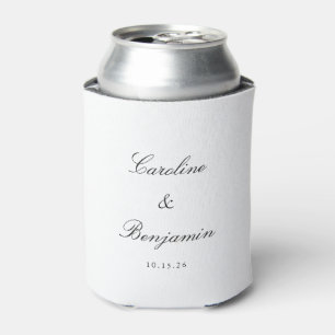 Elegant Black and White Wedding Calligraphy Names Can Cooler