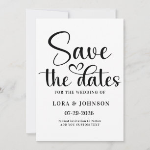 Elegant black and white wedding Calligraphy Save The Date