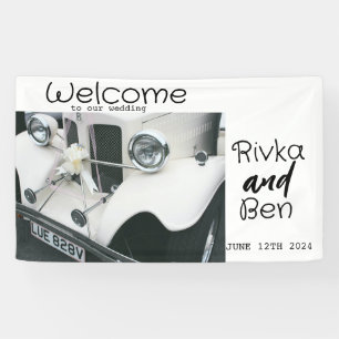 Elegant Black and White Wedding Car Banner