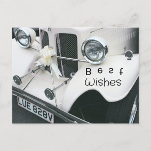 Elegant Black and White Wedding Car Holiday Postcard