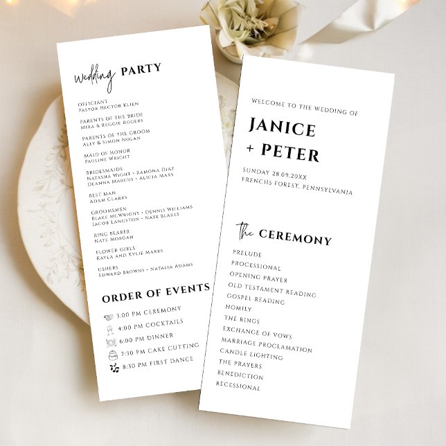 Elegant Black and White Wedding Ceremony Program (Elegant black and white ceremony program guides guests beautifully through your wedding moments)