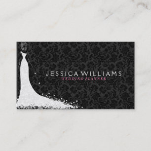 Elegant Black And White Wedding Dress Business Card