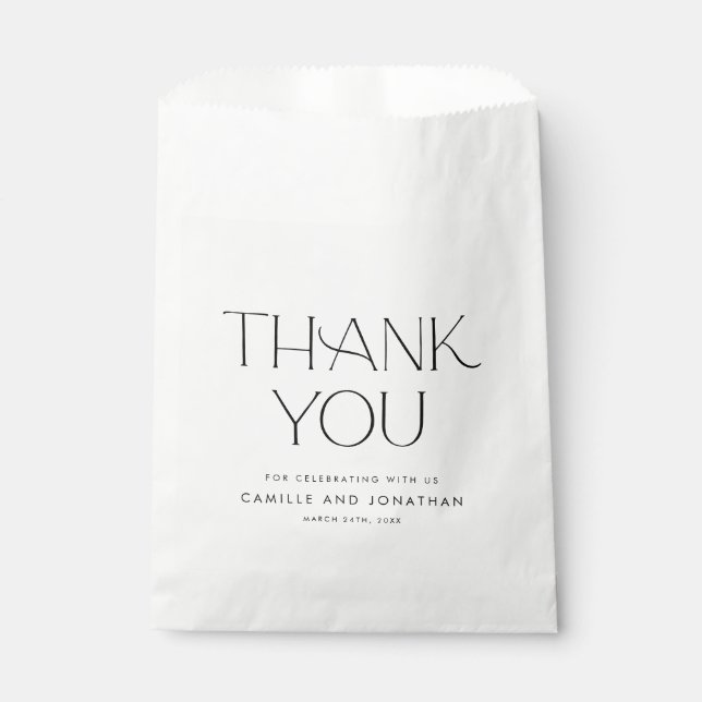 Elegant Black and White Wedding Favour Bag (Front)