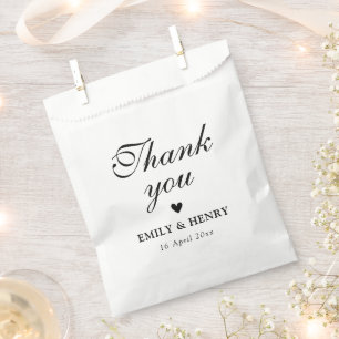 Elegant black and white wedding favour bag