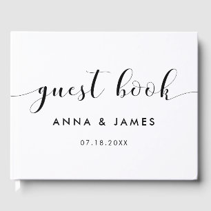 Elegant black and white wedding guest book