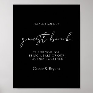 Elegant Black and White Wedding Guest Book Sign
