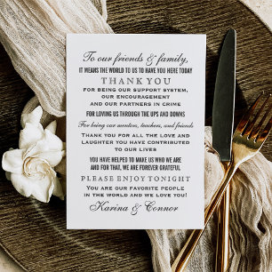 Elegant Black and White Wedding Guest Thank You Card