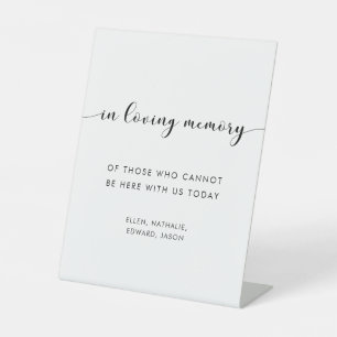 Elegant Black and White Wedding In loving memory Pedestal Sign