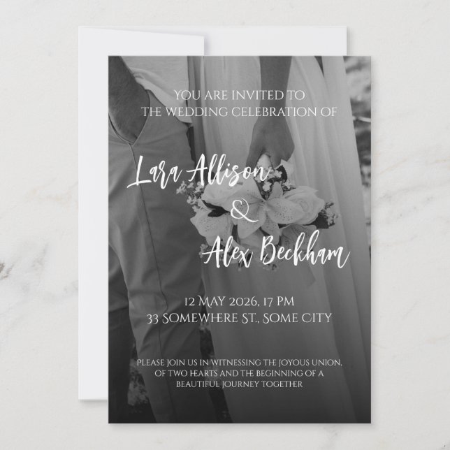 Elegant Black And White Wedding Invitation (Front)