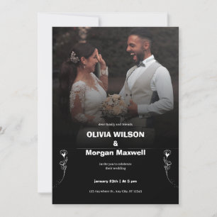 Elegant Black and White Wedding Invitation