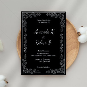 Elegant Black and White Wedding Invitation