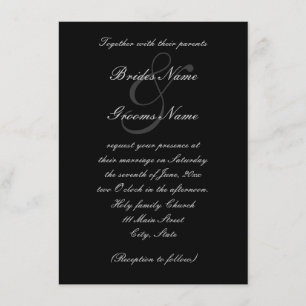 Elegant black and white  wedding invitation