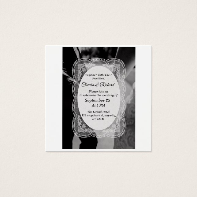 Elegant Black and White Wedding Invitation (Front)
