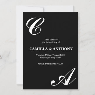 Elegant Black and White Wedding Invitattion Invitation