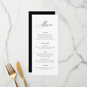 elegant black and white wedding menu