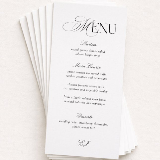 Elegant Black and White Wedding Menu Card (Creator Uploaded)
