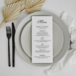 elegant black and white wedding menu card<br><div class="desc">black and white design. The colour and text can be personalized.</div>