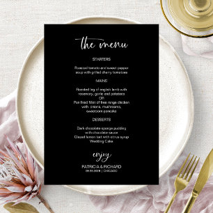 Elegant Black And White Wedding Menu Cards