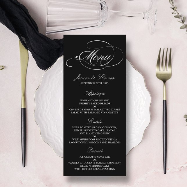 Elegant Black And White Wedding Menu Templates (Creator Uploaded)