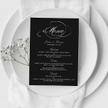 Elegant Black And White Wedding Menu Templates<br><div class="desc">Celebrate in style with these trendy menu cards. The wording is easy to personalize and your dinner guests will be thrilled when they receive these super stylish menus.</div>