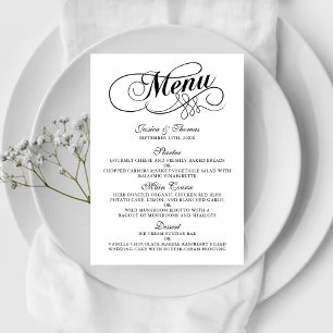 Elegant Black And White Wedding Menu Templates