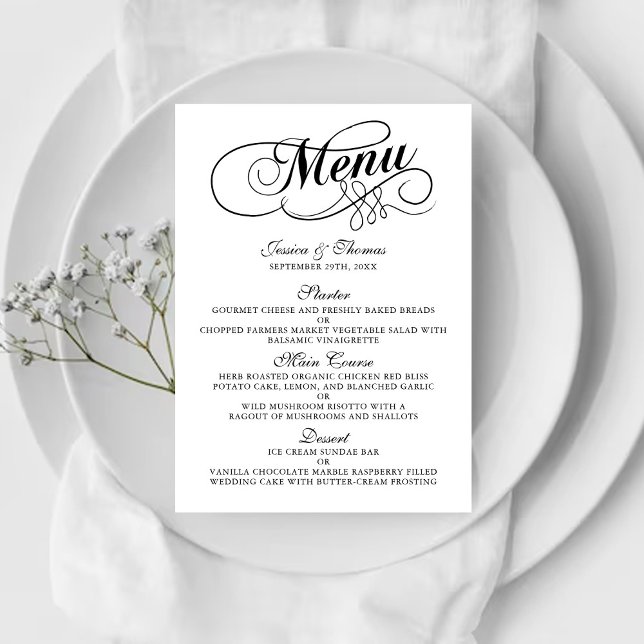 Elegant Black And White Wedding Menu Templates (Creator Uploaded)