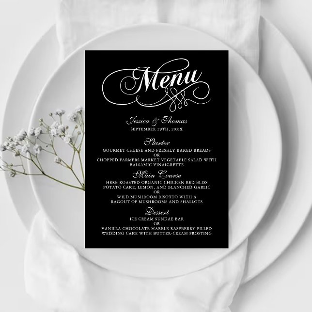 Elegant Black And White Wedding Menu Templates (Creator Uploaded)