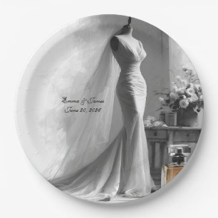 Elegant Black and White Wedding Napkins  Paper Plate