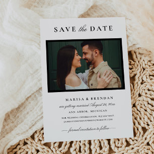 Elegant Black and White Wedding Photo Save The Date