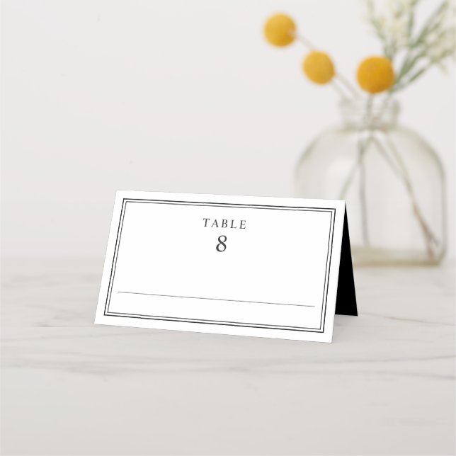 Elegant Black And White Wedding Place Card (Front)