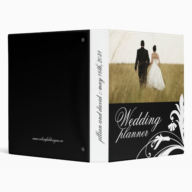 Elegant Black and White Wedding planner Binder (Background)