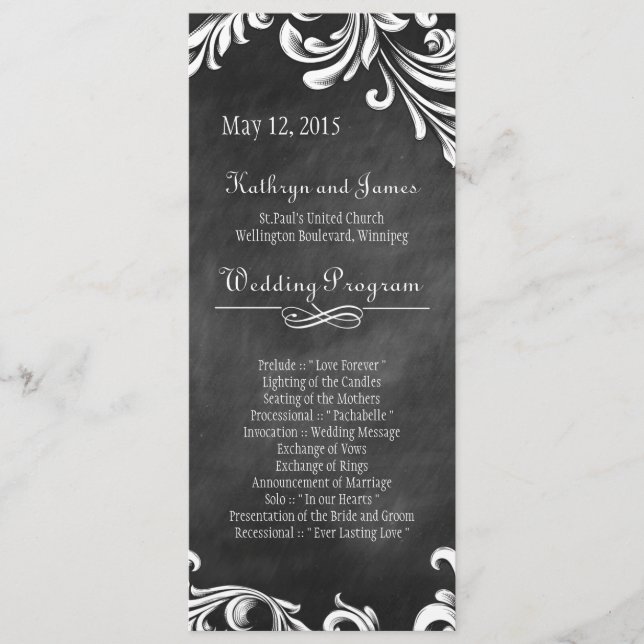 Elegant  Black and White Wedding Programs (Front)
