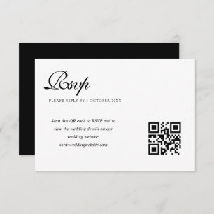 elegant black and white wedding QR code rsvp card