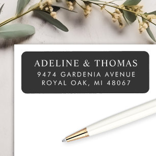 Elegant Black and White Wedding Return Address