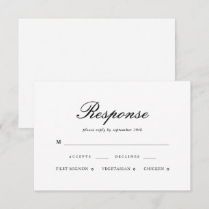 Elegant Black and White Wedding RSVP Card