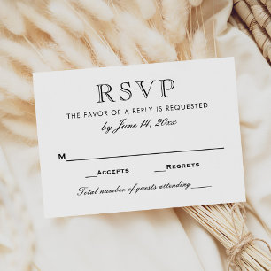 Elegant Black and White Wedding RSVP Card
