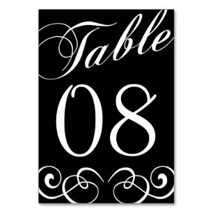 Elegant Black And White Wedding Table Number