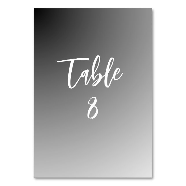 Elegant Black And White Wedding Table Number (Front)