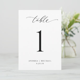 Elegant Black and White Wedding Table Number Cards