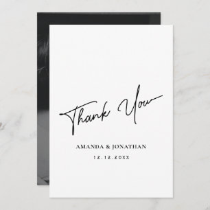 Elegant Black and White Wedding Thank You Card