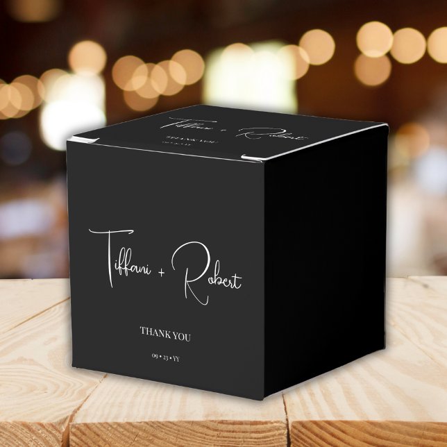 Elegant Black and White Wedding Thank You Favor Box (Creator Uploaded)