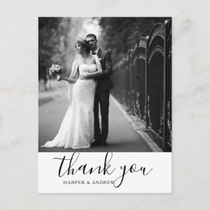 Elegant Black and White Wedding Thank You Postcard