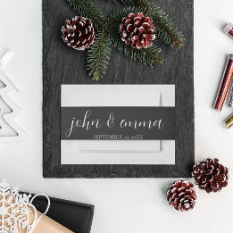 Elegant Black and White Wedding Theme Invitation Belly Band