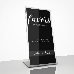 Elegant Black and White Wedding Theme Pedestal Sign