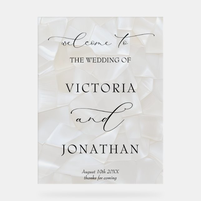Elegant Black and White Wedding Welcome Sign (Recto)