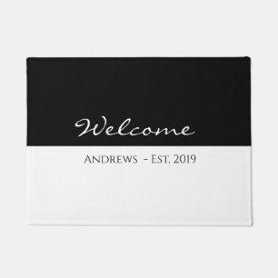 Elegant Black and White Welcome Doormat