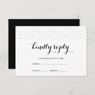 Elegant Black and White with Black Dots RSVP Card